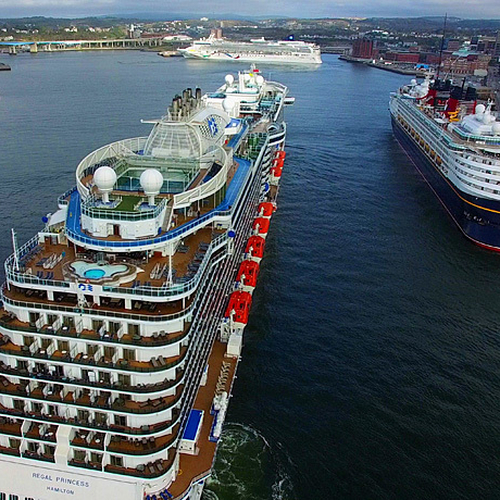 The Regal Princess /Love Boat pushes into a busy Saint John Harbor on a late Summer's Day.
