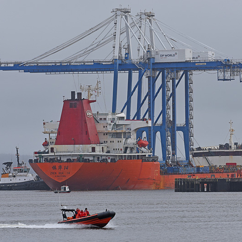 Massive cranes arrive via heavy lift cargo ship @ the Port of Saint John in Southern New Brunsick, Canada.