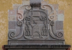 San Agustín, façade, choir window relief