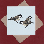 Coal tits greetings card