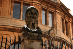 Snow-capped bust outside the Sheldonian Theatre