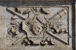San Juan Bautista, façade portal, column base relief