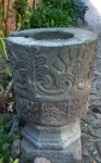 Santa Cecilia, cuauhxicalli-baptismal font