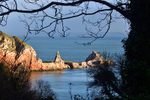 Long Quarry Point at Anstey's Cove through the trees.