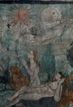 Santa María, presbytery mural, God's Creation of Eve from Adam, detail