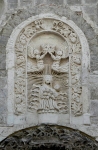 La Asunción, façade, central relief, Coronation of the Virgin