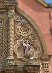 Tercera Orden, upper right façade, St. Bernadine of Siena & merman