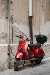 Luggage for two - Red Vespa scooter, Palermo, Sicily, Italy