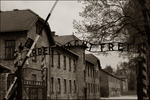 Auschwitz entrance main 4 sepia