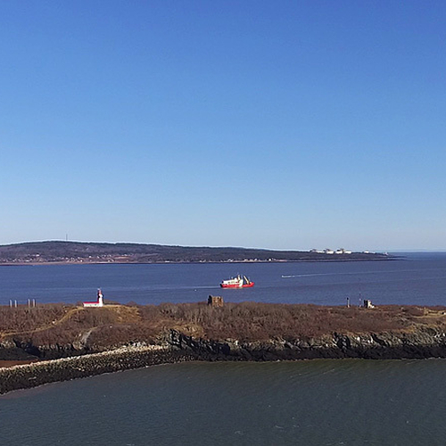 A bird's eye view of historic Partridge Island within the Bay of Fundy @ Saint John, New Brunswick, Canada.