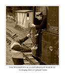 WLLR Countess driver and Blockman exchange tickets at Cyfronydd Statio