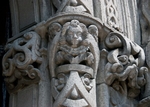 Façade portal, pillar capital relief, cherub