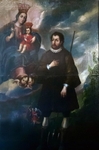 Nave painting, St. Dominic with Our Lady of the Rosary