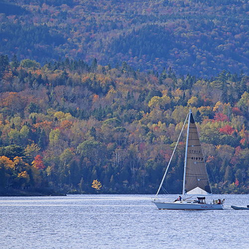 A sailboat makes it's way along the Belleisle in beautiful Kings County, New Brunswick.