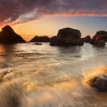 Seastacks At Sunset