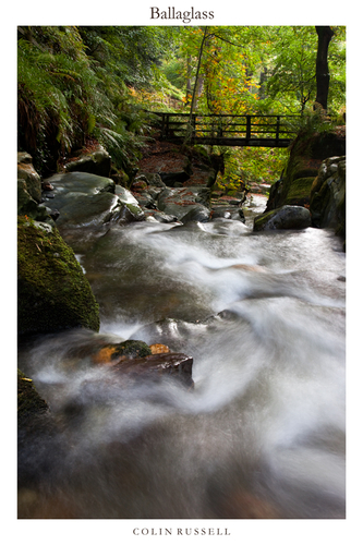 Ballaglass Glen and the Cornaa River about to disappear over the main waterfall.