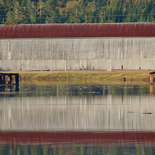 Tynemouth Creek Covered Bridge with a reflection off it's waterway namesake.