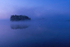 Foggy morning at Finnamore Leke, County Offaly, Ireland.
