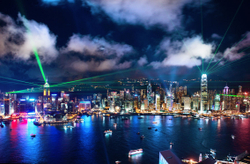 KM-138M Hong Kong Island at night with lasers from Hanoi Road