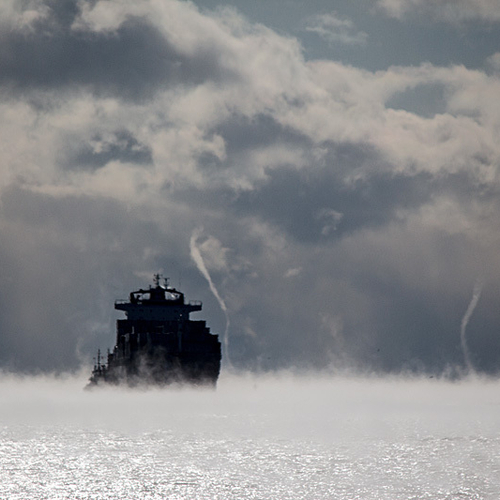 Arctic Fog / Sea Smoke Vortices / Steam Devils St. John Harbour Bay of Fundy New Brunswick Canada