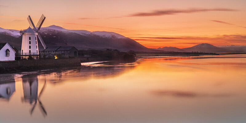 Blennerville Windmill and the Slieve Mish Mountains, Co Kerry