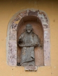 San Jerónimo, upper façade niche sculpture, St. Jerome