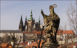 Charles bridge statue and castle