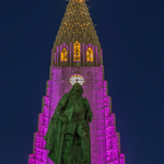 Leif Eiriksson and Hallgrimskirkja, Reykjavik, Iceland
