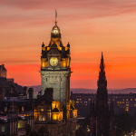The Balmoral and Scott Monument from Calton Hill