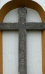 Santa Inés, façade, top tier cross