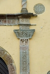 San Jerónimo, façade portal, right pillar, cornice, impost & roundel