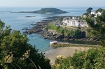 LO60 k View of Looe island the Banjo Pier and Hannafore
