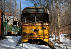 Trolley Graveyard | 1947 Yellow St Louis PCC PA Transit Car