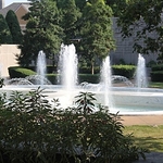 View of Fountain through Garden
