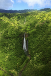 Manawaiopuna Falls from air, Kauai