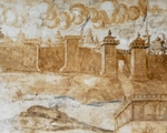 N wall mural, detail, Flight from Jerusalem