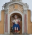 San Miguel, gable niche sculpture, St. Michael Archangel