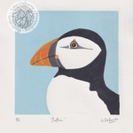 Puffin - linocut