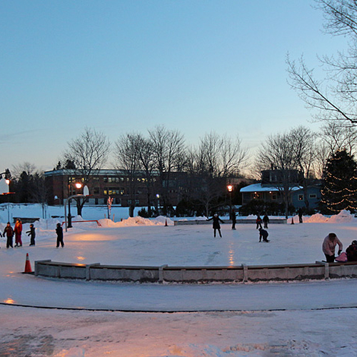 The Rothesay Common outdoor rink in Rothesay, New Brunswick, Canada.