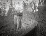 Black and White Photograph of Bramhope Tunnel Wall and Turrets