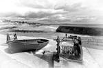 Black and white view of Boat Cove in Dawlish
