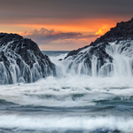 Crashing waves at Sunset