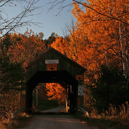 Malone covered bridge was build it 1911, it spans the Kennebecasis River at a length of 18 m (58 ft.).
