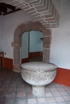 Santa María, baptismal font & cloister door