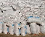 Senegal Lac Rose salt production full salt bags detail