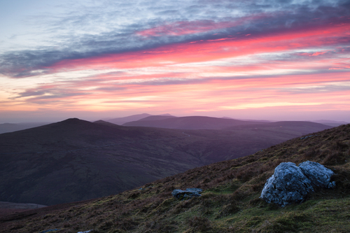 The end of a productive Afternoon on a cold mid winter day at Snaefell. A colourful sky to end the day.