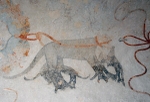 Santa Clara de Asís, lower cloister walk mural, jaguar with cubs
