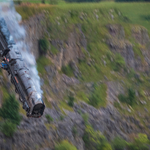 Train stunt at full speed