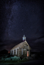 The Ghost Town of Bodie, California | Methodist Church by Night