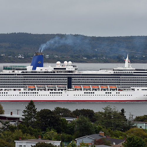 The P&O's Arcadia exiting Saint John Harbour in New Brunswick, Canada.